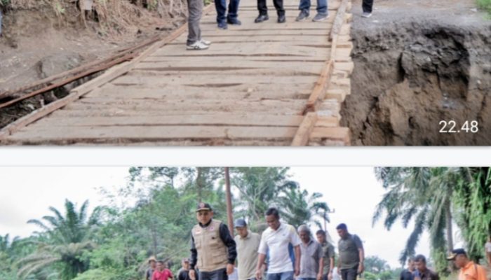 Tinjau Jalan Putus Akibat Longsor Bupati Simalungun Himbau Masyarakat Untuk Berhati-Hati
