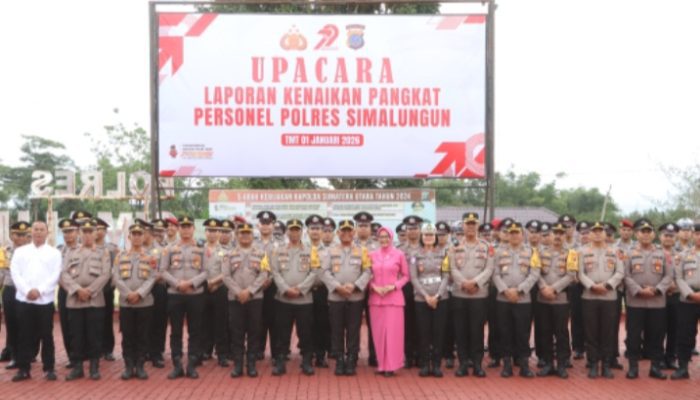 Awali 2026 Dengan Semangat Baru Kapolres Simalungun Pimpin Upacara Korps Rapot, 49 Personil Naik Pangkat Dihari Kedua Tahun Baru