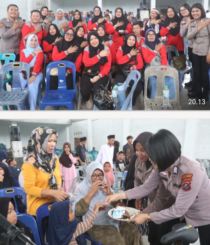Polwan Polres Simalungun Bagikan Roti Ulang Tahun Kepada Ibu-Ibu Buruh Warnai May Day 2026 Yang Merah Kondusif