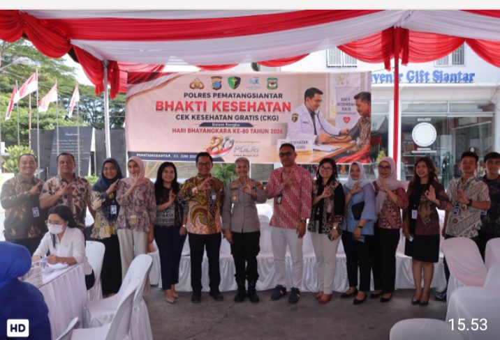 Polres Pemarangsiantar Laksanakan Pemeriksaan Kesehatan Gratis Kepada Masyarakat Sambut HUT Bhayangkara ke-80 Tahun 2026